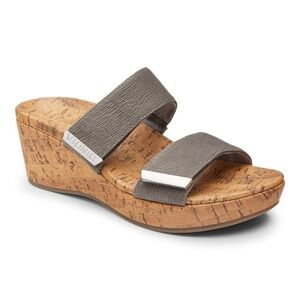 Vionic Pepper Ruched cork wedge adjustable sandals